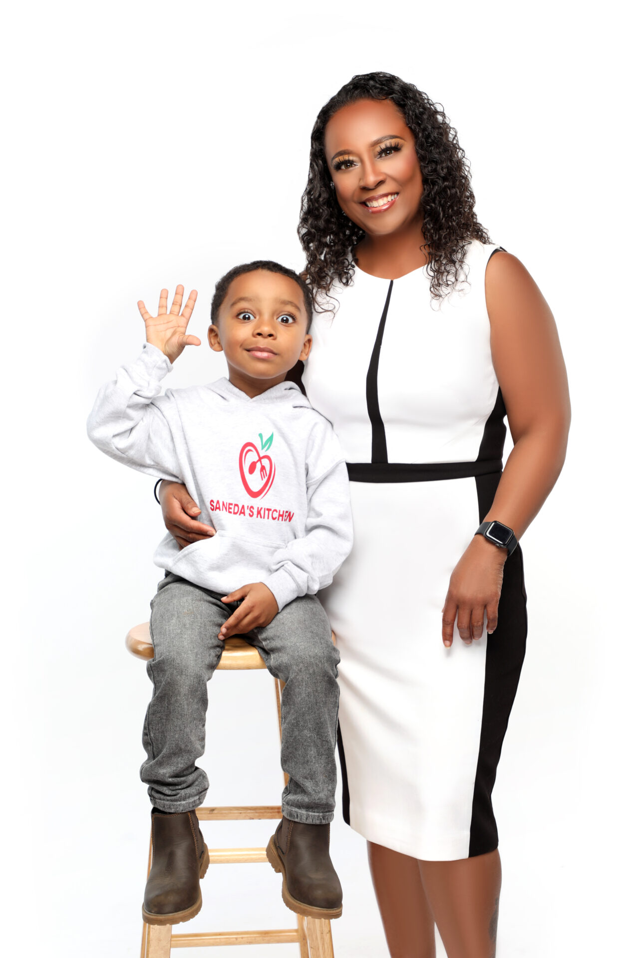 A woman and child pose for a picture.